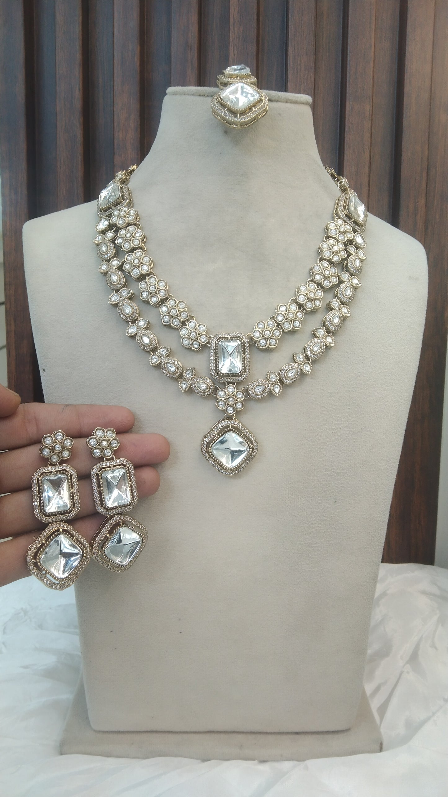 White Kundan necklace Set/ kundan Indian jewellery kundan Bholi sets