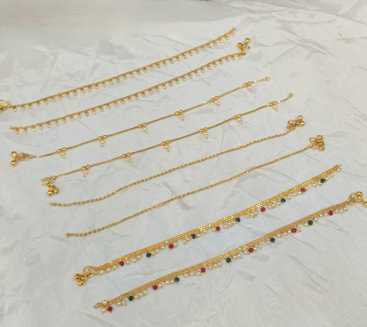 Gold Anklets Jhanjar Payal Indian Jewellery  Set