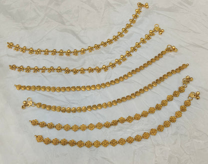 Gold Anklets Jhanjar Payal Indian Jewellery  Set