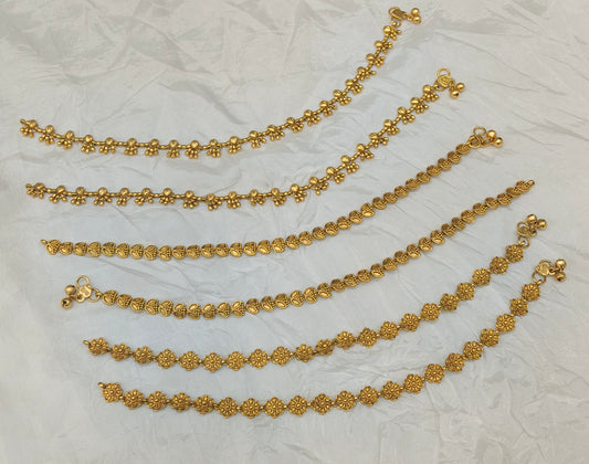 Gold Anklets Jhanjar Payal Indian Jewellery  Set