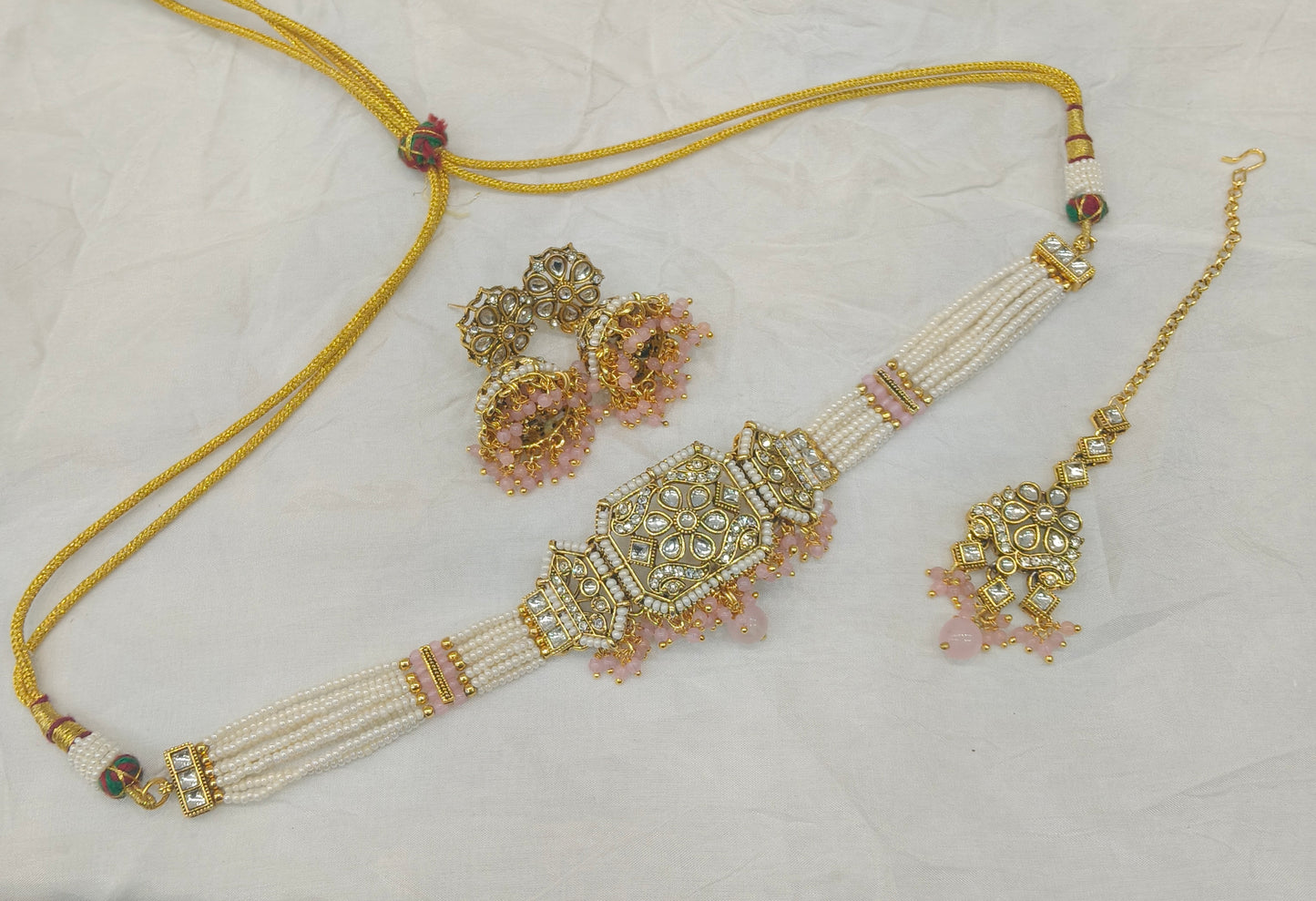 Indian Jewellery Pink Kundan choker Jai Sets