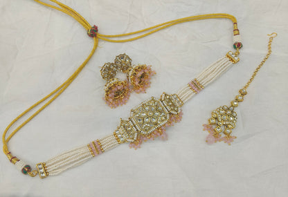 Indian Jewellery Pink Kundan choker Jai Sets