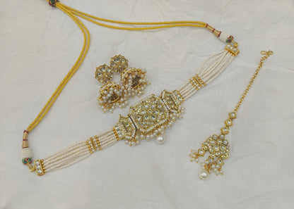 Indian Jewellery White Kundan choker Jai Sets