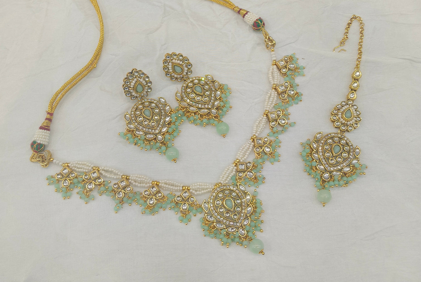 Mint Kundan necklace Set/ kundan Indian jewellery kundan Hema sets