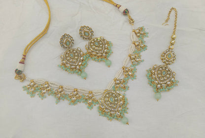 Mint Kundan necklace Set/ kundan Indian jewellery kundan Hema sets