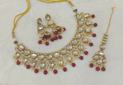 Maroon Kundan necklace Set/ kundan Indian jewellery kundan Adira sets