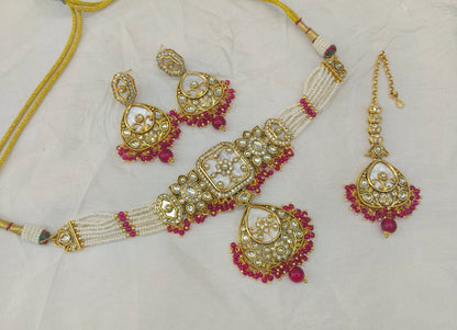 Indian Jewellery Majenta Kundan choker Aanya Sets