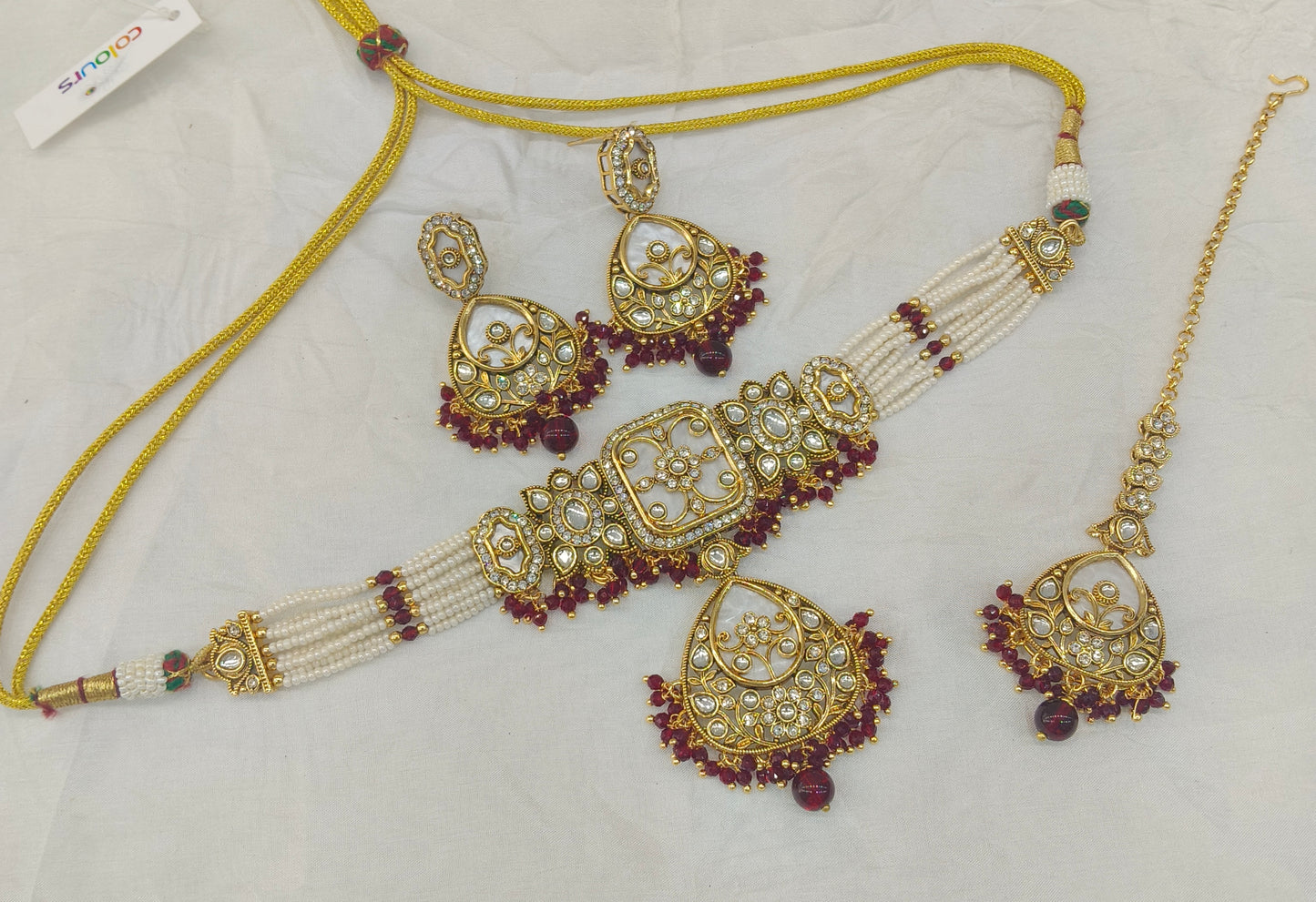 Indian Jewellery Maroon Kundan choker Aanya Sets
