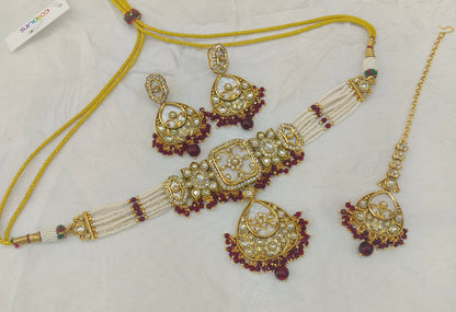 Indian Jewellery Maroon Kundan choker Aanya Sets