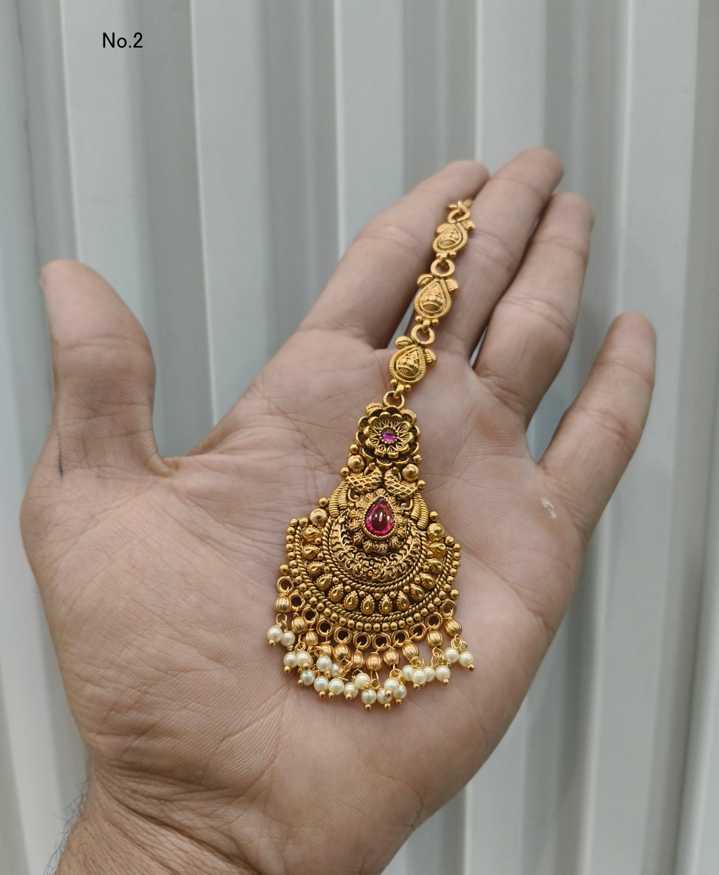 Gold polki Tikka Jewellery Indian Headpiece Jewellery