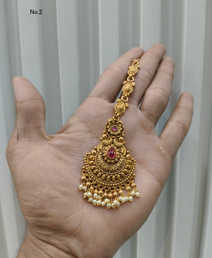 Gold polki Tikka Jewellery Indian Headpiece Jewellery