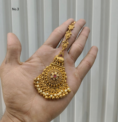 Gold polki Tikka Jewellery Indian Headpiece Jewellery