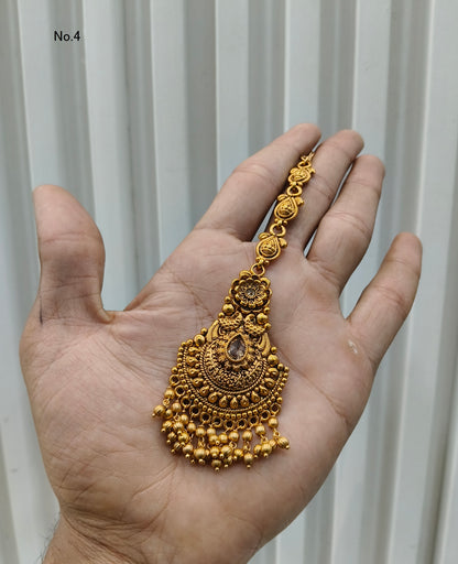 Gold polki Tikka Jewellery Indian Headpiece Jewellery