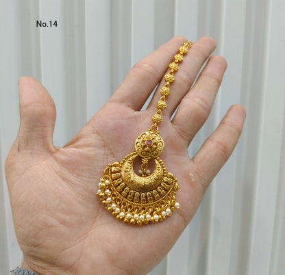 Gold polki Tikka Jewellery Indian Headpiece Jewellery