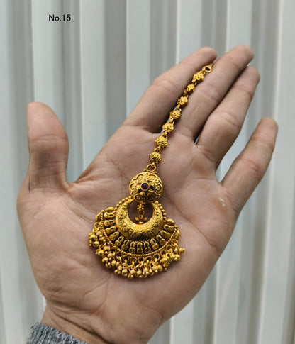 Gold polki Tikka Jewellery Indian Headpiece Jewellery