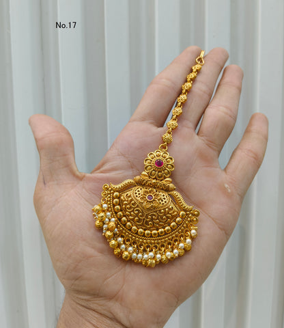 Gold polki Tikka Jewellery Indian Headpiece Jewellery