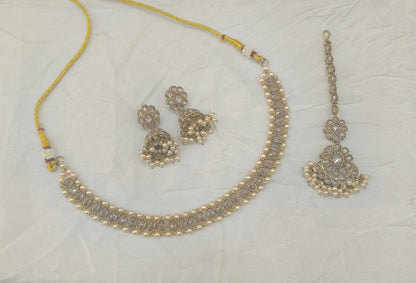Antique Gold Necklace Set/ Antique gold Indian Bridal Jagjeet Jewellery