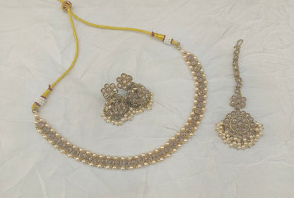 Antique Gold Necklace Set/ Antique gold Indian Bridal Jagjeet Jewellery