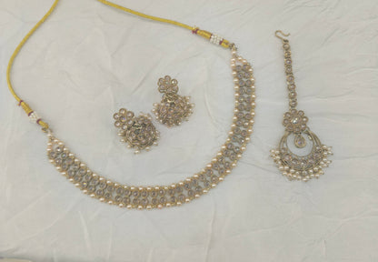 Antique Gold Necklace Set/ Antique gold Indian Bridal Jagjeet Jewellery