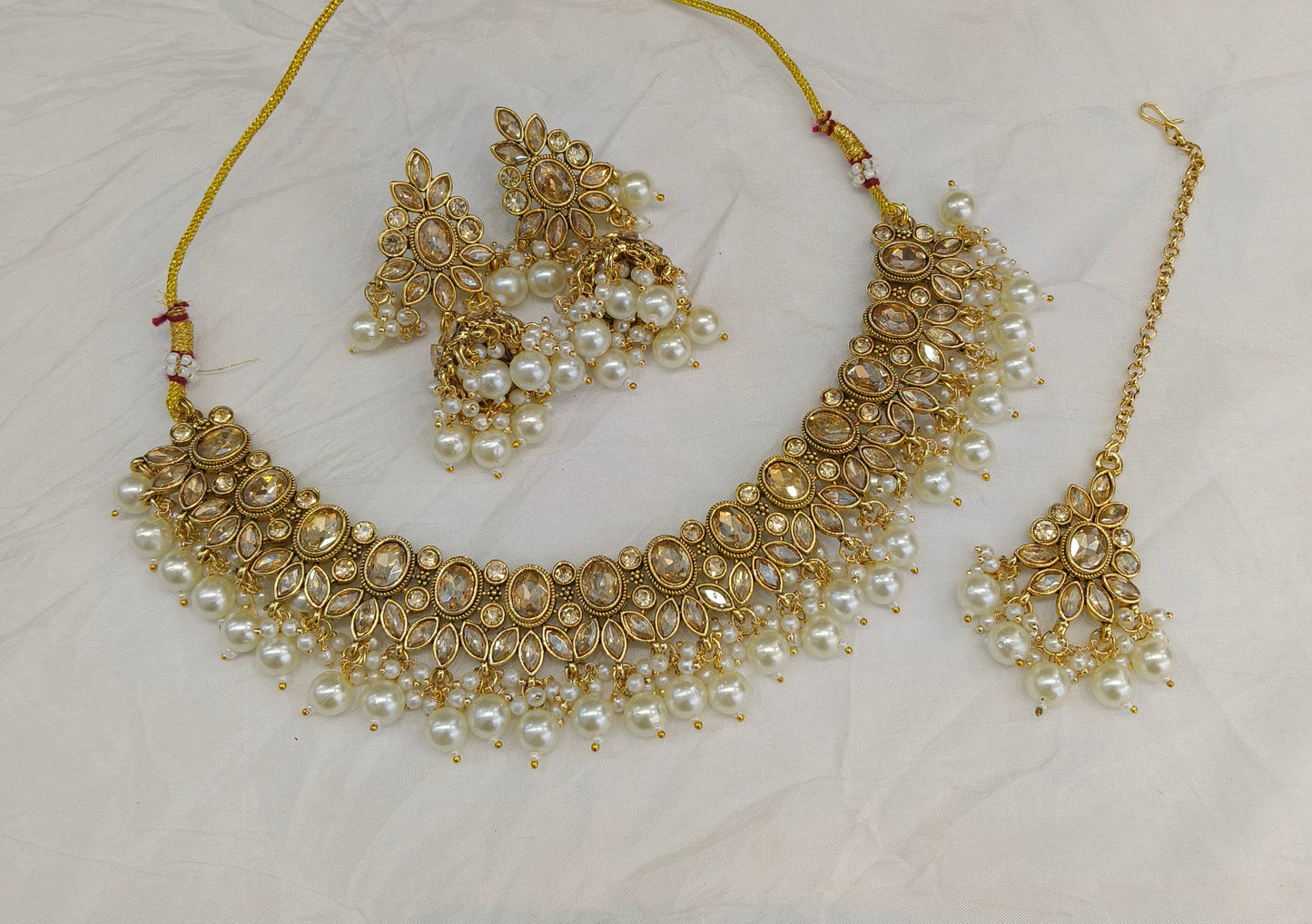Antique Gold Necklace Set/ Antique gold rani Indian Bridal Kitty Jewellery