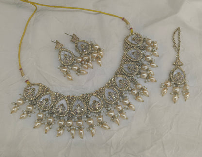 Antique Gold Necklace Set/ Antique gold Indian Betty Jewellery