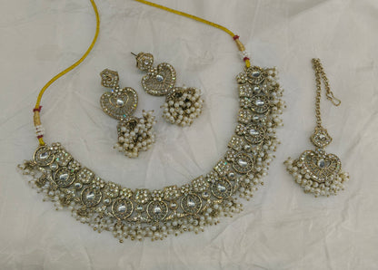 Antique Gold Necklace Set/ Antique gold Indian Betty Jewellery