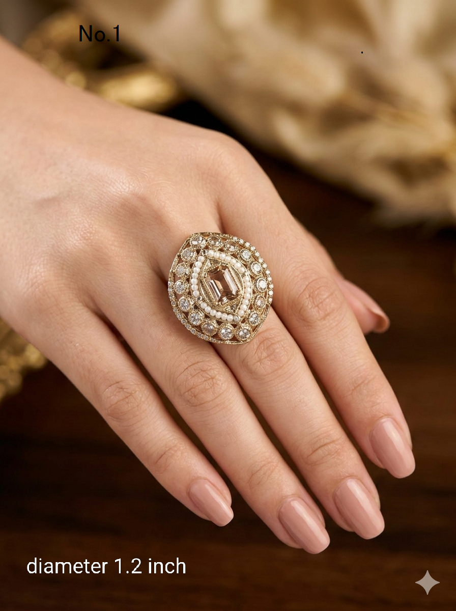 Champagne Stone Adjustable Indian Mysha Finger Rings
