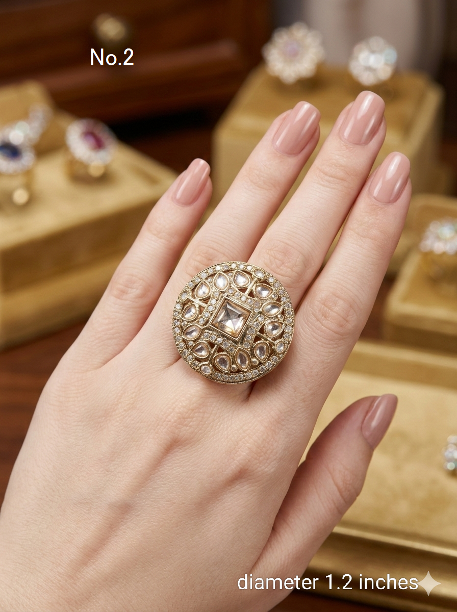 Champagne Stone Adjustable Indian Mysha Finger Rings