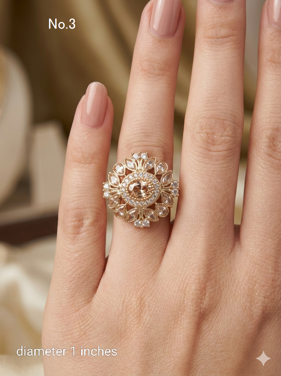 Champagne Stone Adjustable Indian Mysha Finger Rings