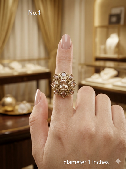 Champagne Stone Adjustable Indian Mysha Finger Rings