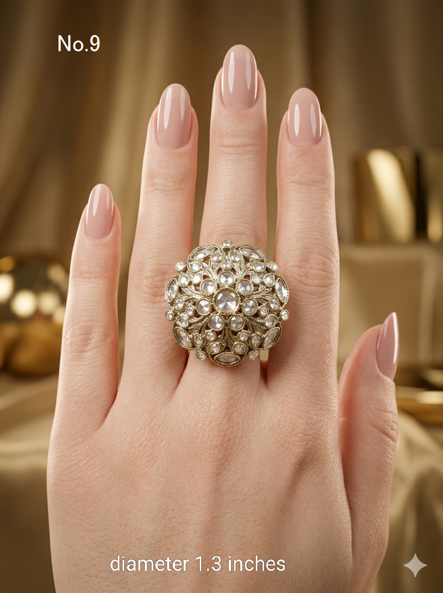 Champagne Stone Adjustable Indian Mysha Finger Rings