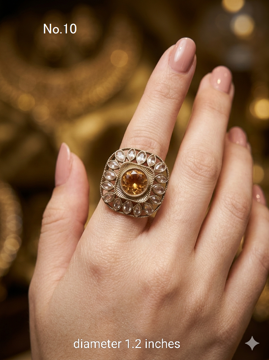 Champagne Stone Adjustable Indian Mysha Finger Rings