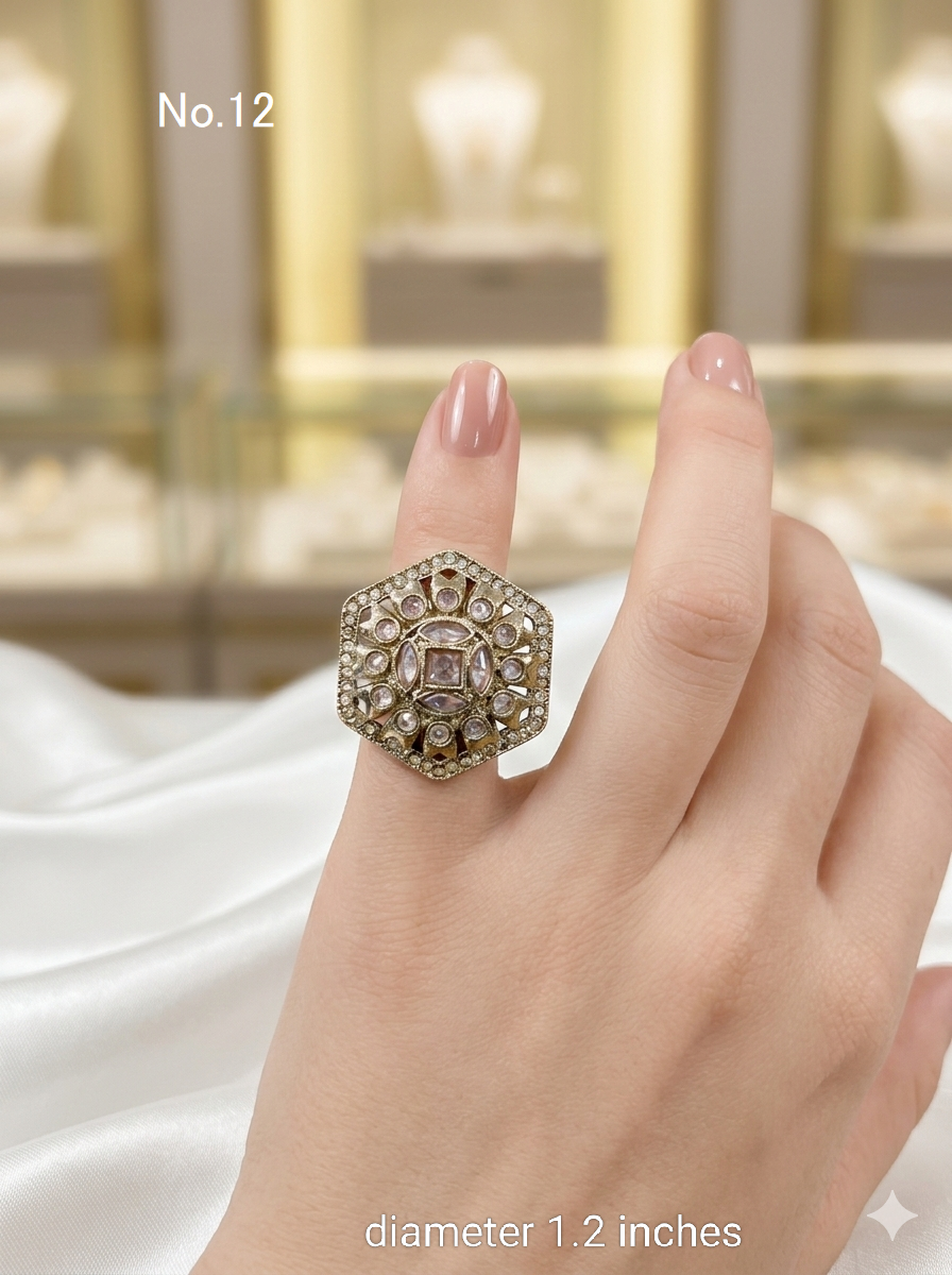 Champagne Stone Adjustable Indian Mysha Finger Rings
