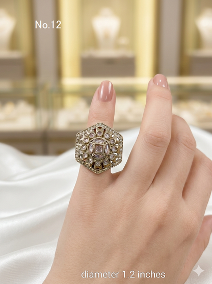 Champagne Stone Adjustable Indian Mysha Finger Rings