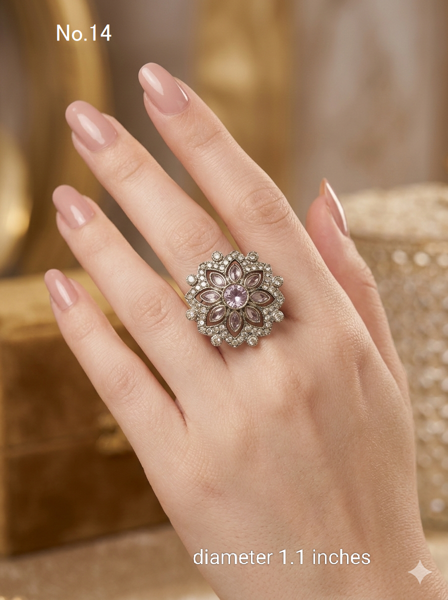 Champagne Stone Adjustable Indian Mysha Finger Rings