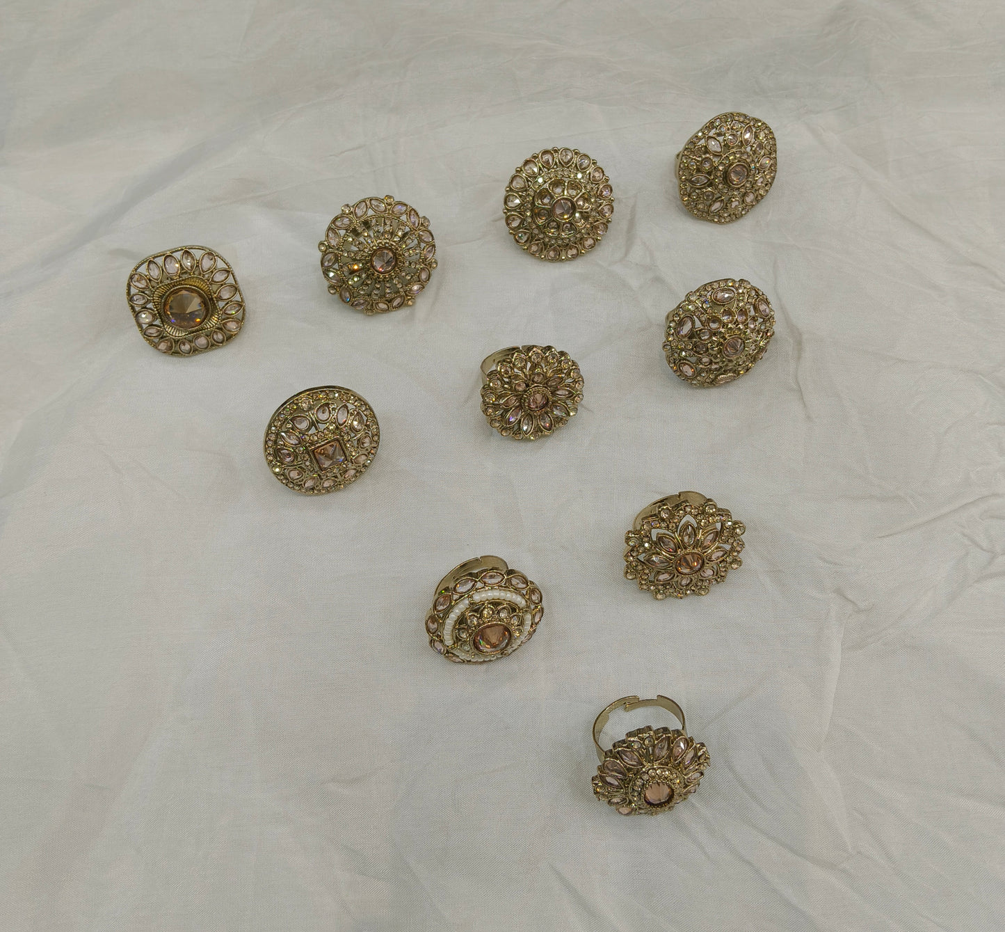 Champagne Stone Adjustable Indian Mysha Finger Rings