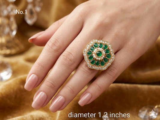 Riley Kundan Adjustable Indian Finger Rings