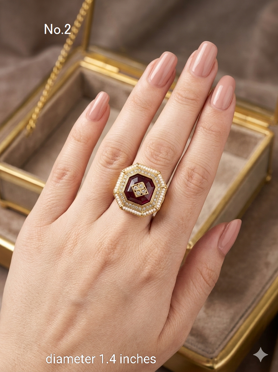 Riley Kundan Adjustable Indian Finger Rings