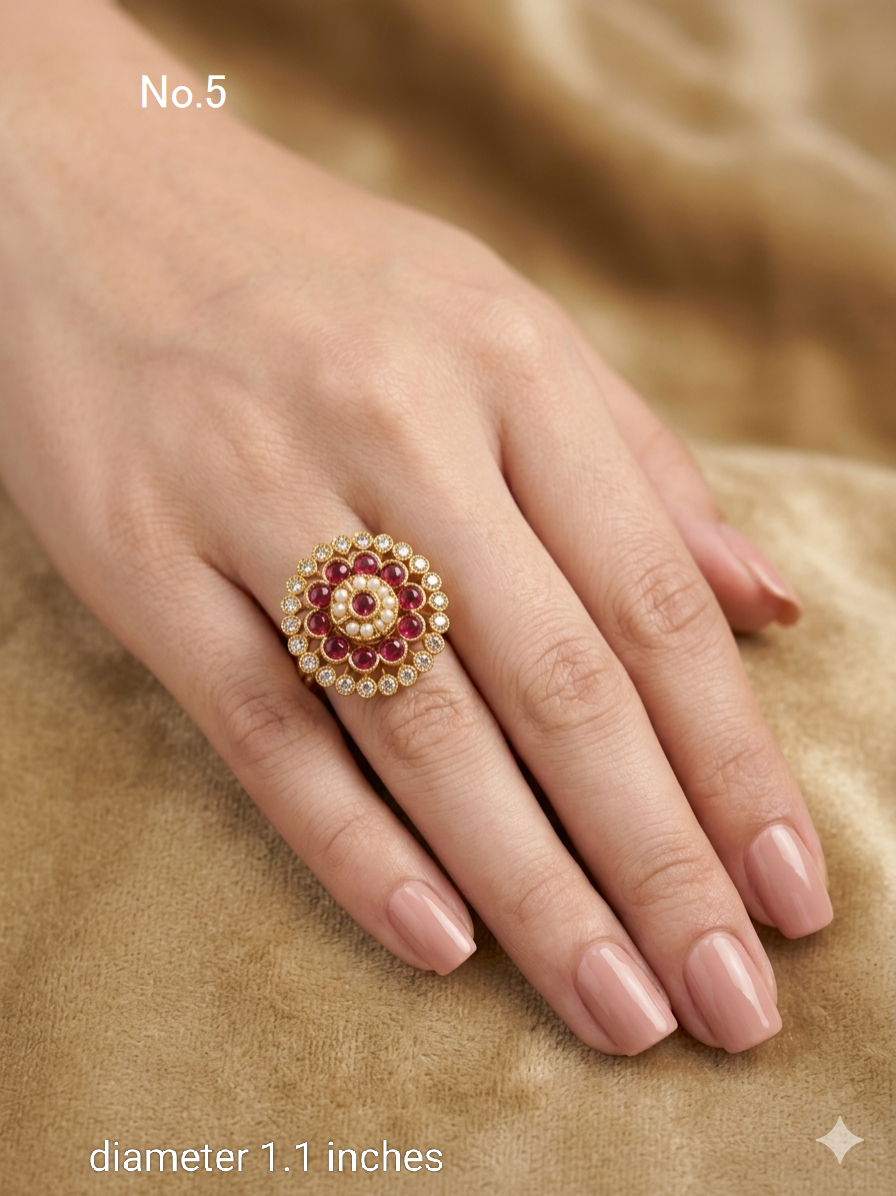 Riley Kundan Adjustable Indian Finger Rings