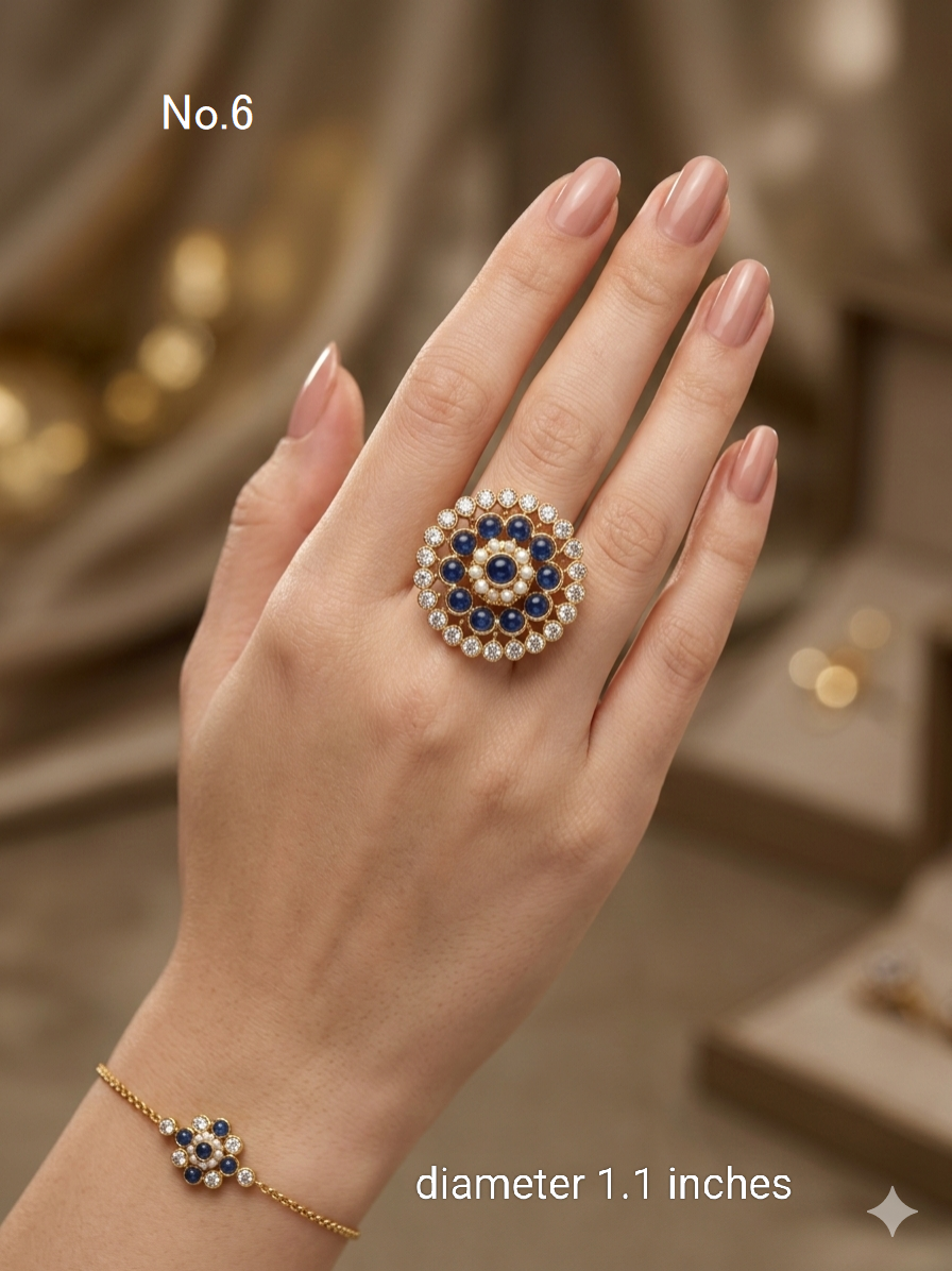 Riley Kundan Adjustable Indian Finger Rings
