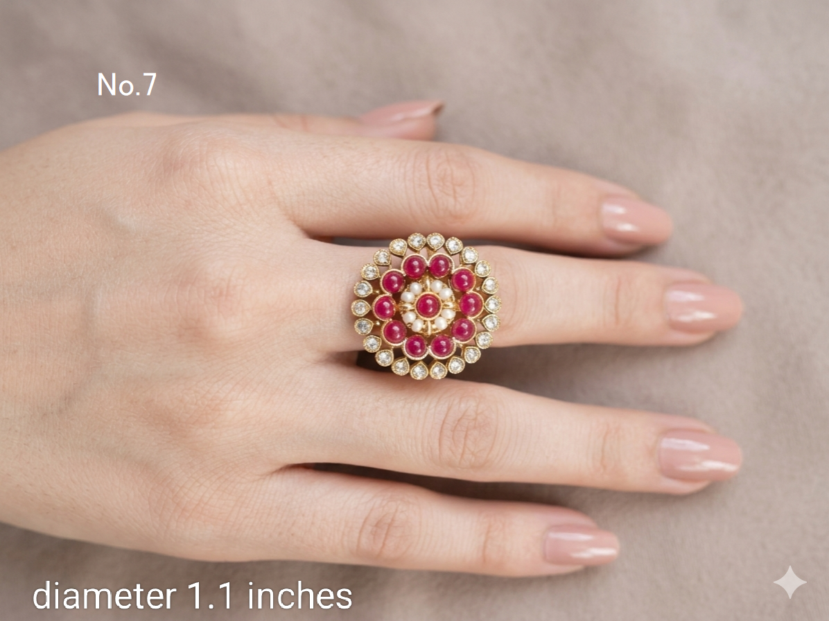 Riley Kundan Adjustable Indian Finger Rings
