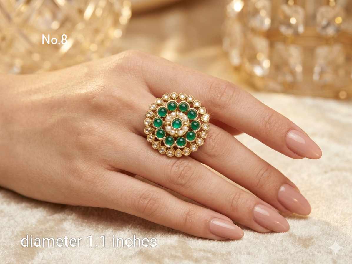 Riley Kundan Adjustable Indian Finger Rings