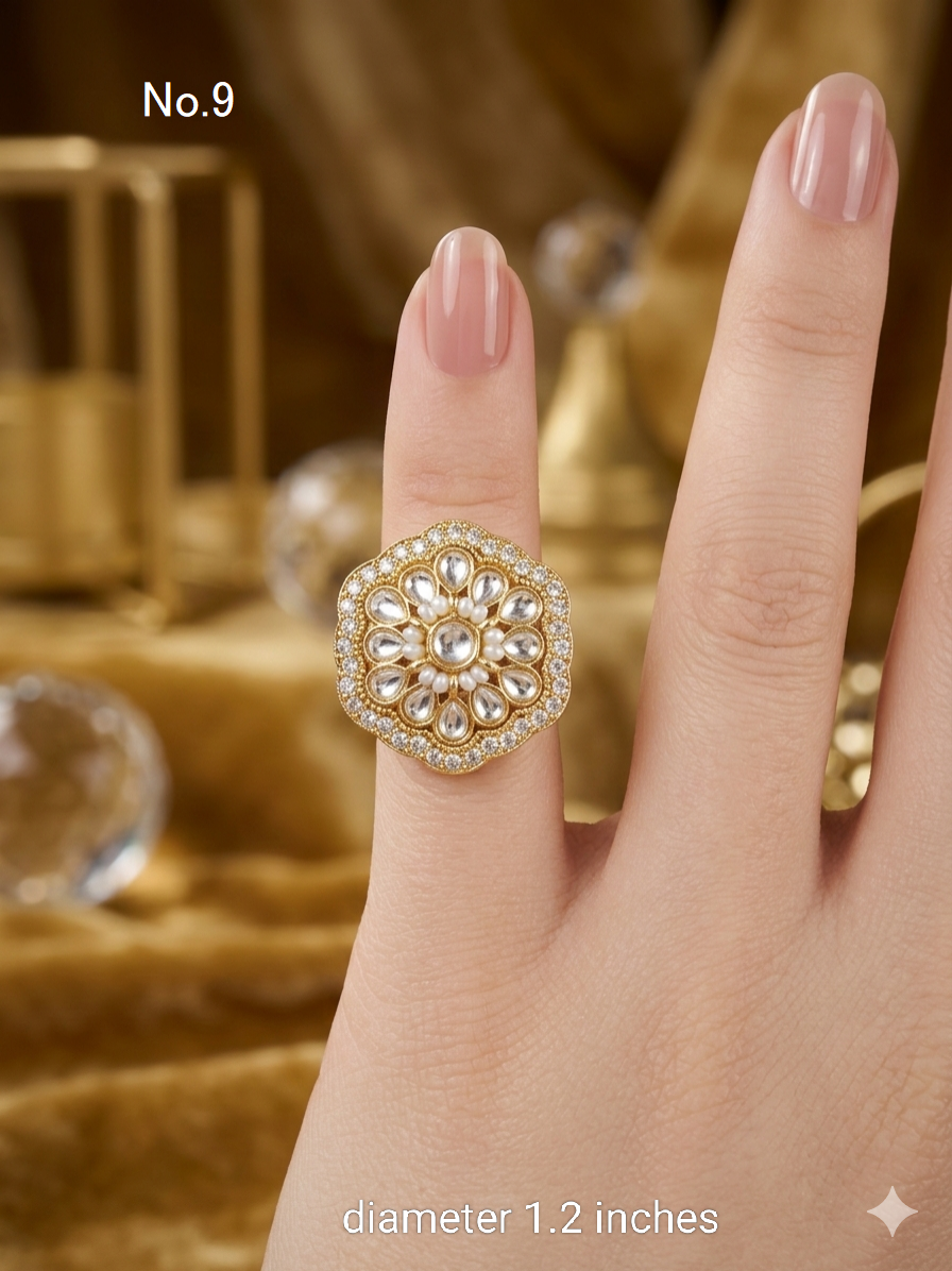 Riley Kundan Adjustable Indian Finger Rings