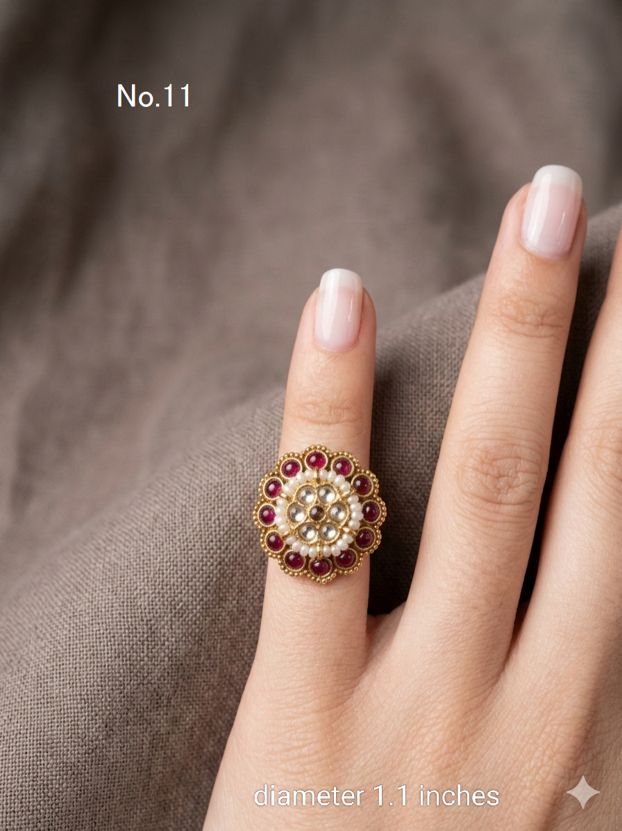 Riley Kundan Adjustable Indian Finger Rings