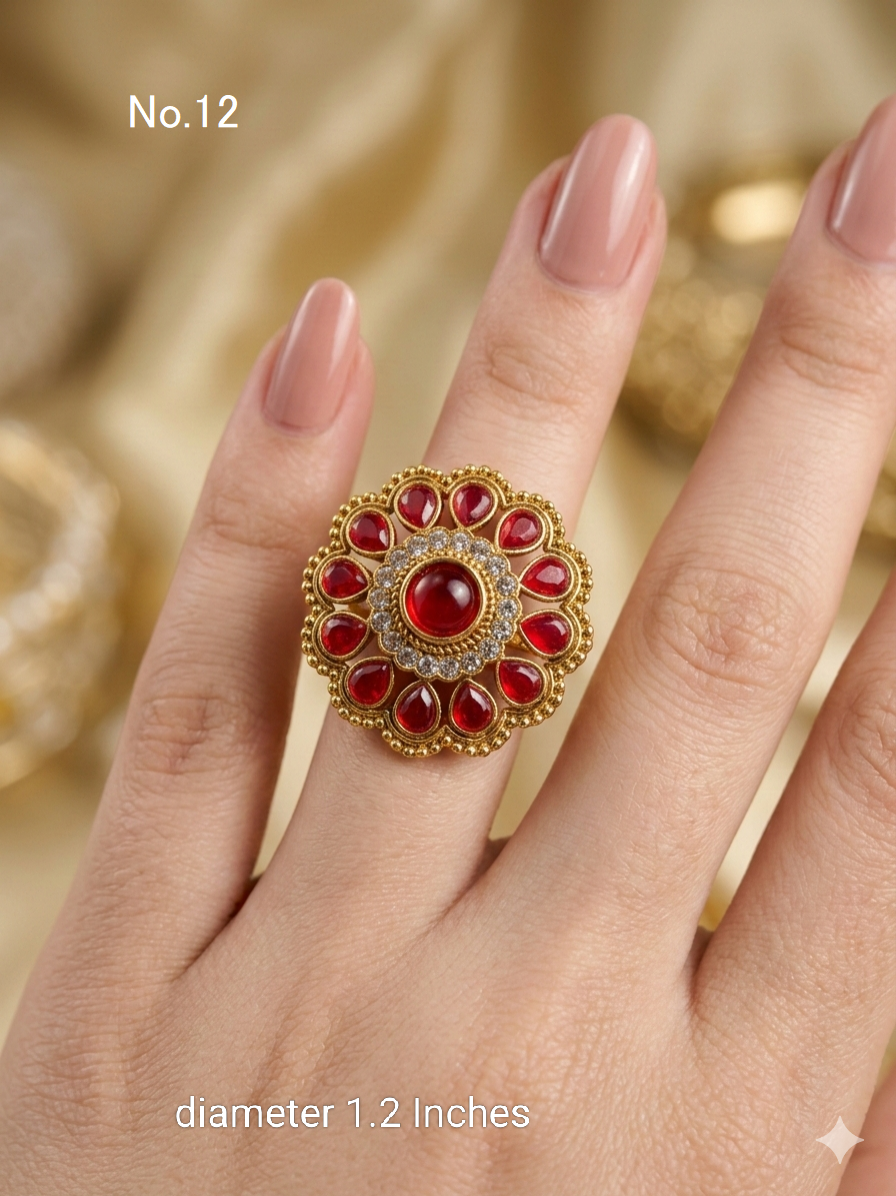 Riley Kundan Adjustable Indian Finger Rings