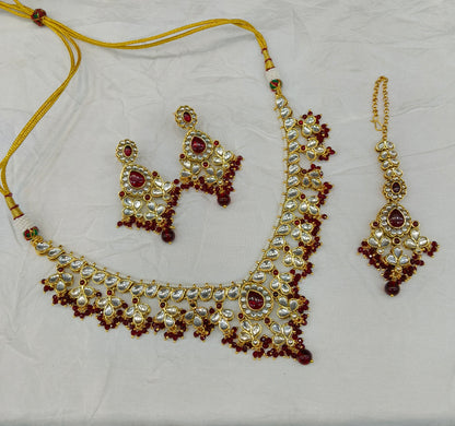 Maroon Kundan necklace Set/ kundan Indian jewelry kundan Shiza sets