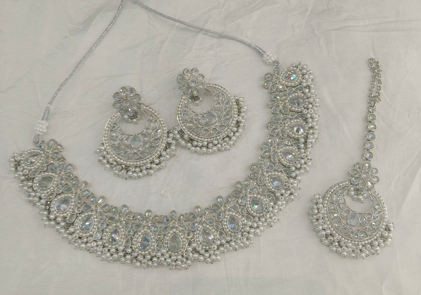 Silver necklace Set/ Silver Bridal necklace set Via Jewellery