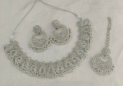Silver necklace Set/ Silver Bridal necklace set Via Jewellery