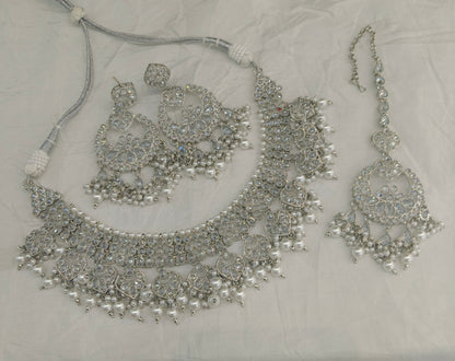 Silver necklace Set/ Silver Bridal necklace set Via Jewellery