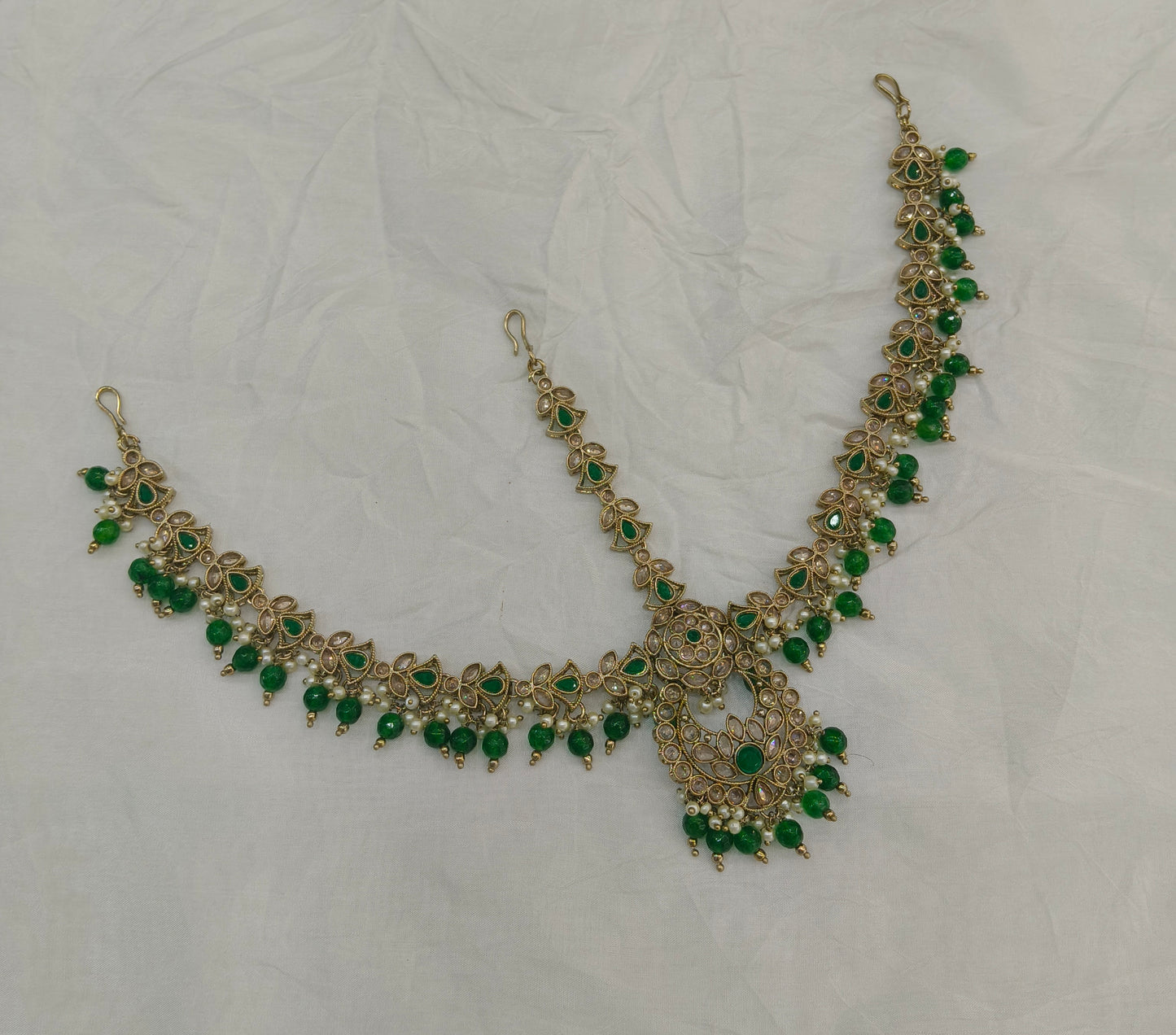 Indian Antique Headpiece Matha Patti Head piece sheesh fool/Bollywood Head Piece Tikka Hair chain/ Indian Head Jewellery (Copy)